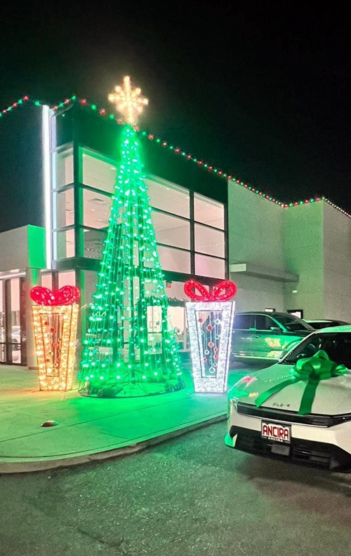 Holiday Lighting at auto dealership